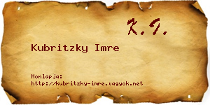 Kubritzky Imre névjegykártya